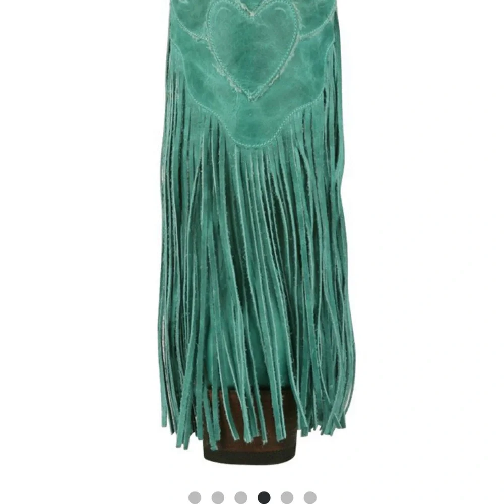 Lane Turquoise Fringe Cowboy Boots - Picture 4 of 15
